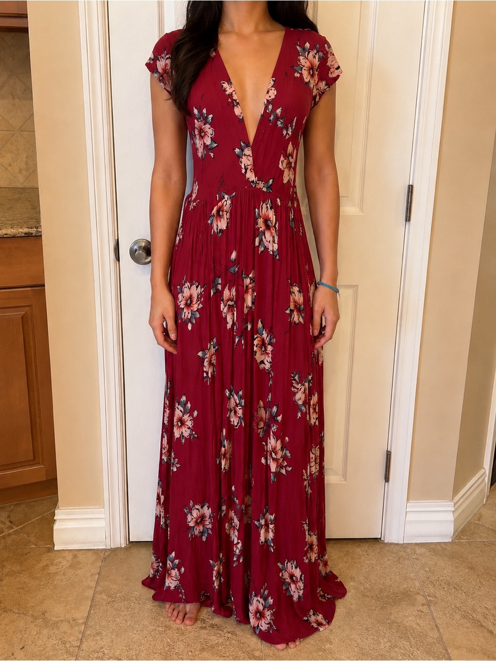 Billabong Flutter in the Rain floral maxi dress L